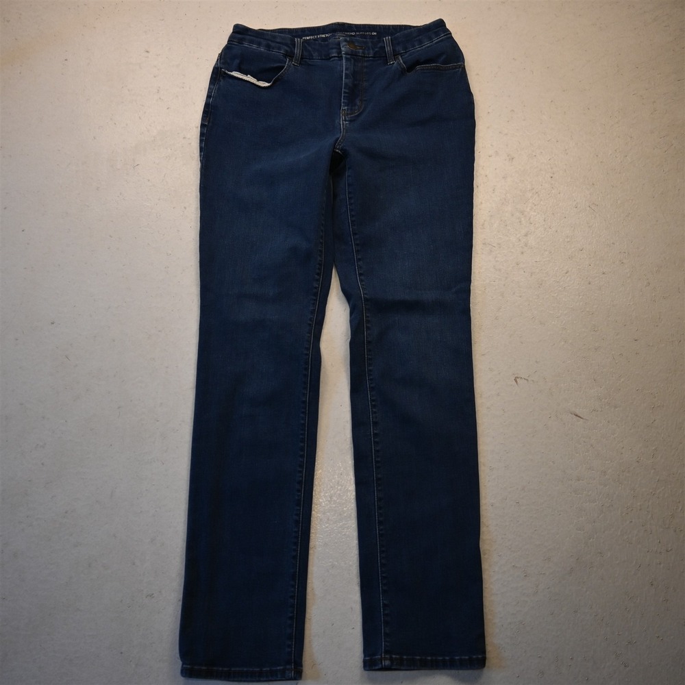 Chicos 4 Mid Rise Girlfriend Slim Leg Medium Stretch Denim Womens Jeans